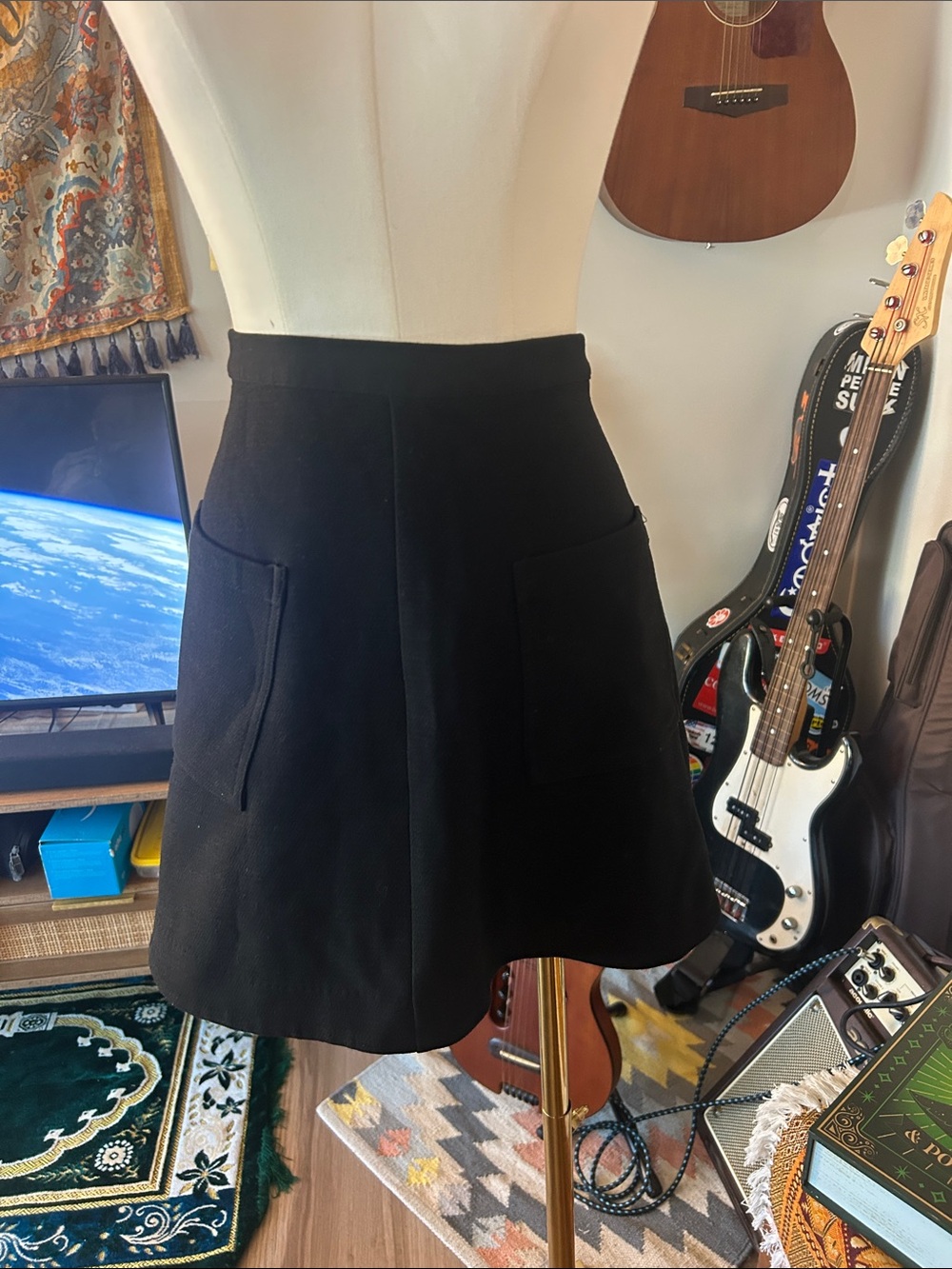 Urban Outfitters Classic Black A-Line Pocket Skirt